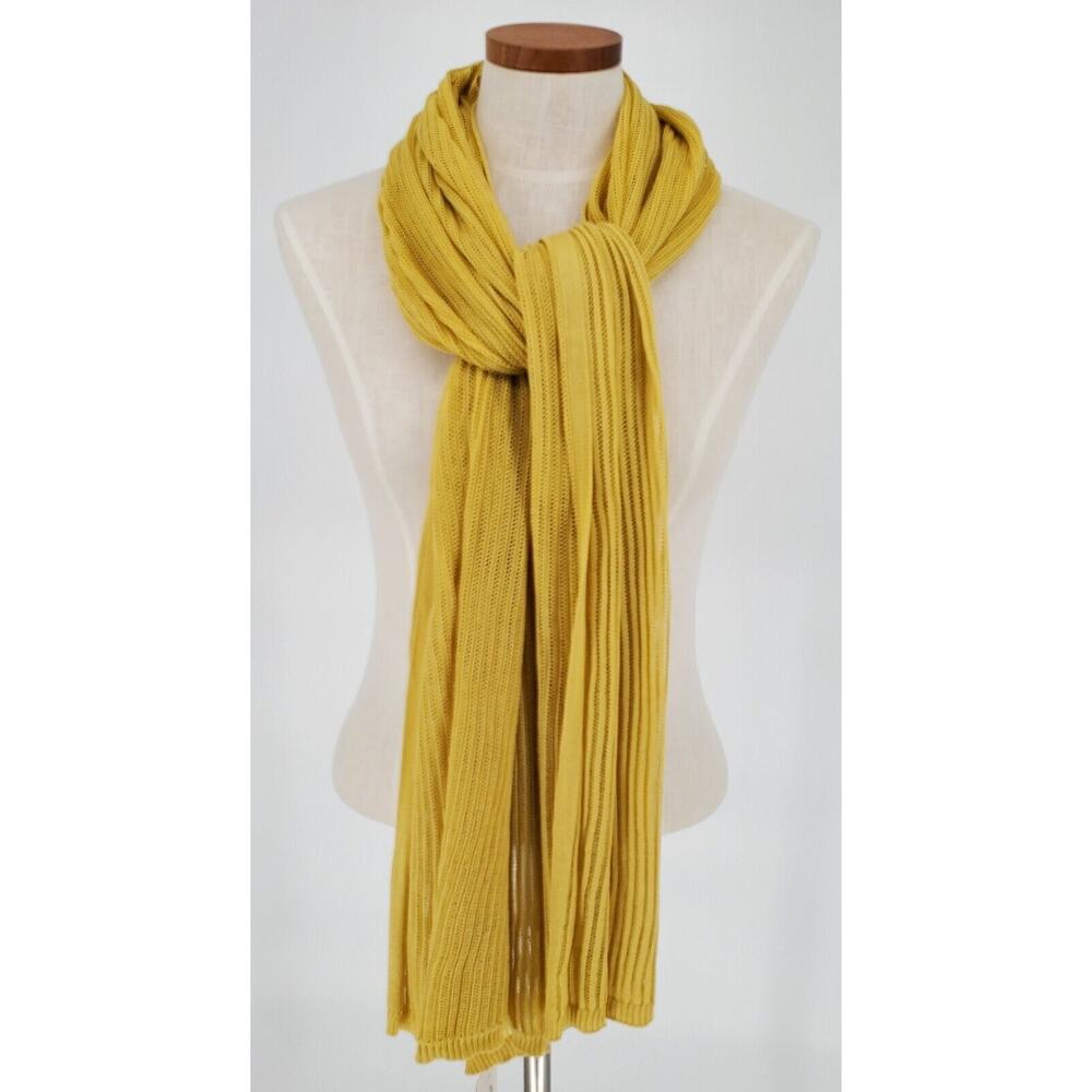 A New Day Open Knit Ribbed Wrap Scarf Womens One Size Oxide Green Mustard Yellow